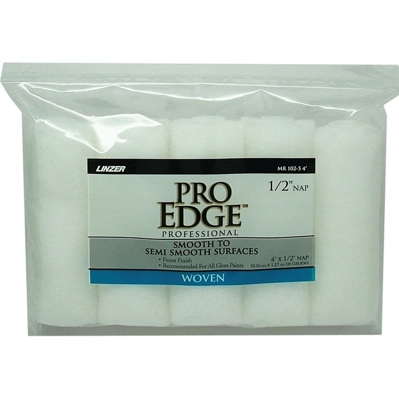 Linzer MR 102-5 4IN Roller Cover, White, 1/2 in Thick Nap, Woven Fabric Cover, 6/PK (Pack of 6)