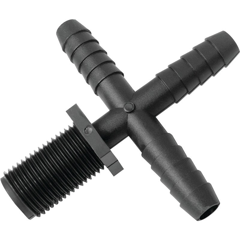 Green Leaf T 12 C P 1PK Hose to Pipe Cross, Nozzle, 1/2 x 11/16 in, Barb x Male Union, Polypropylene