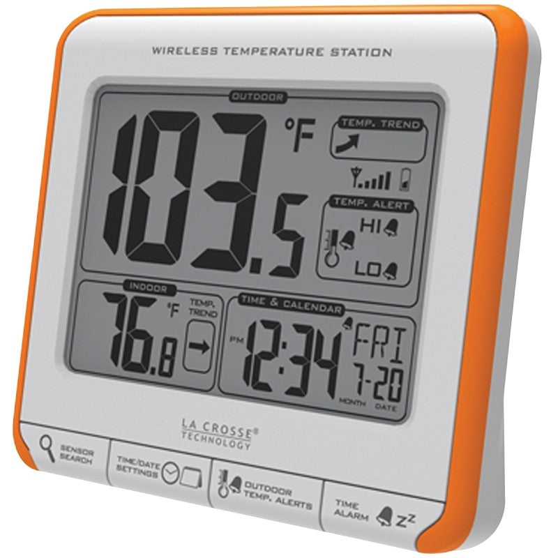La Crosse 308-179OR Wireless Thermometer, 4.27 in L x 1.47 in W x 3.88 in H Display, 32 to 122 deg F