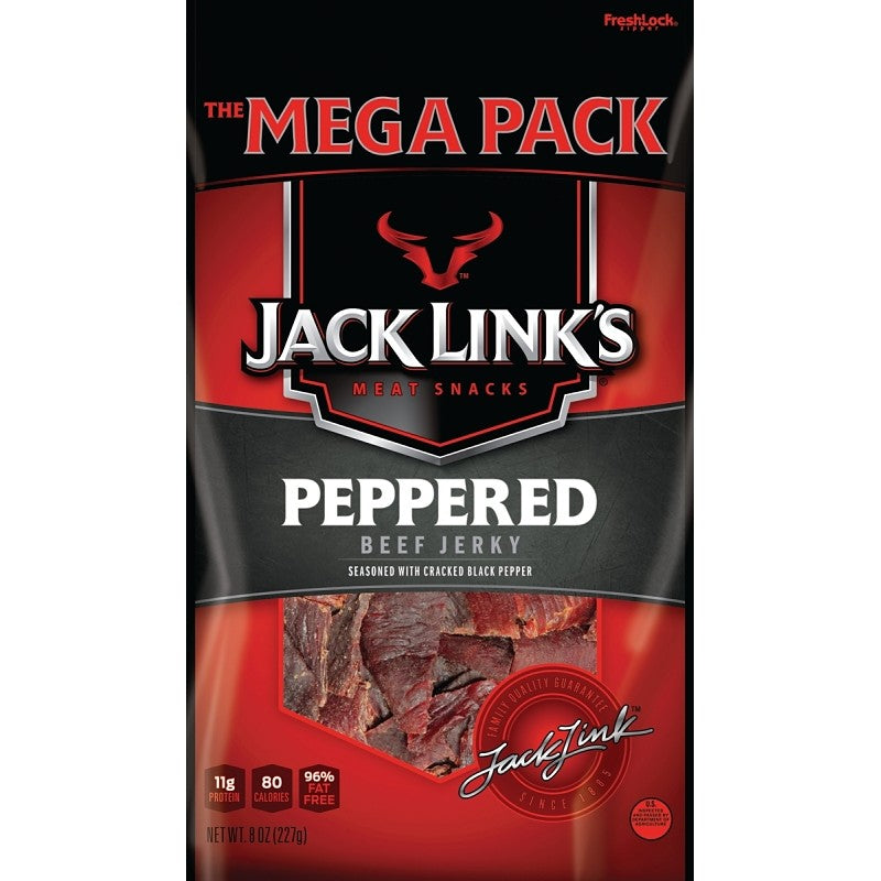 Jack Link's 10000008210 Snack, Jerky, Pepper, 8 oz (Pack of 8)