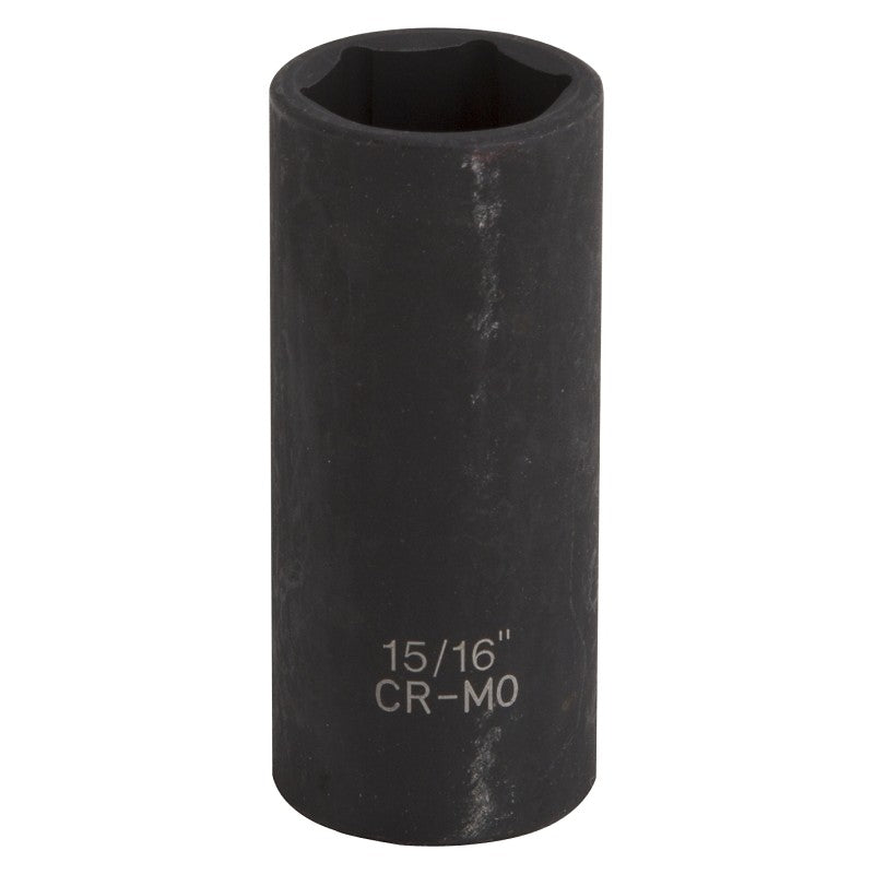 Vulcan MT6580179 Deep Impact Socket, 15/16 in Socket, 1/2 in Drive, Deep Drive, 6-Point, Chrome Molybdenum Steel