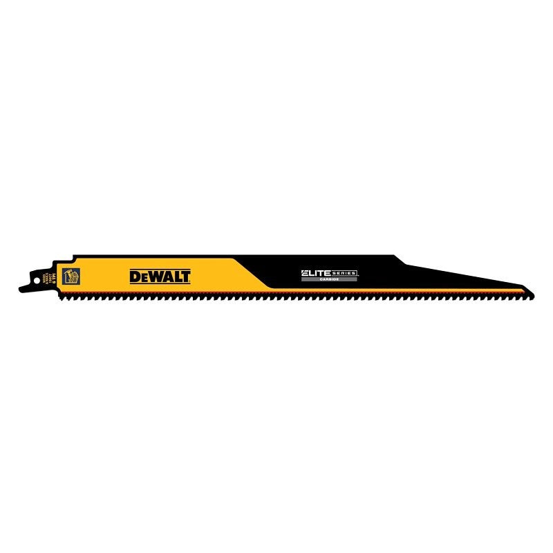 DEWALT ELITE SERIES DWAR156CT-1 Reciprocating Saw Blade, 1 in W, 12 in L, 6 TPI, Carbide Cutting Edge