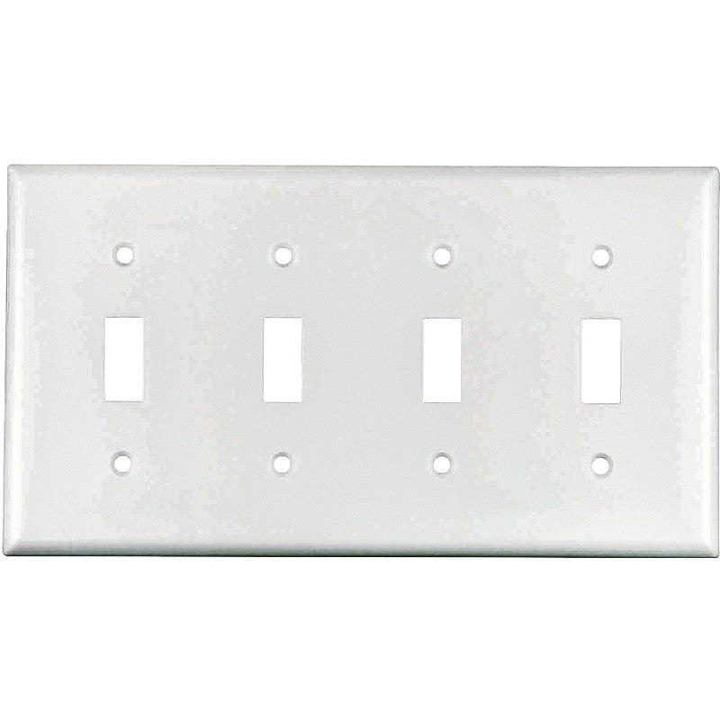 Eaton Wiring Devices 2154W-BOX Wallplate, 4-1/2 in L, 8.19 in W, 4 -Gang, Thermoset, White, High-Gloss