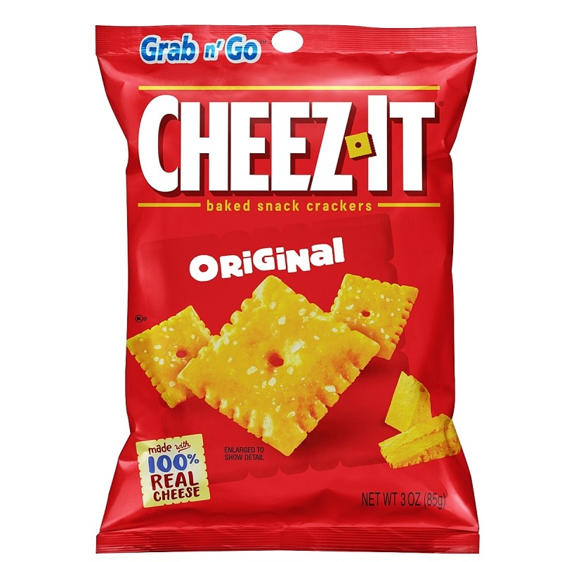Cheez-It CHEEZIT36 Baked Snack Crackers, Cheese, 3 oz, Bag (Pack of 6)