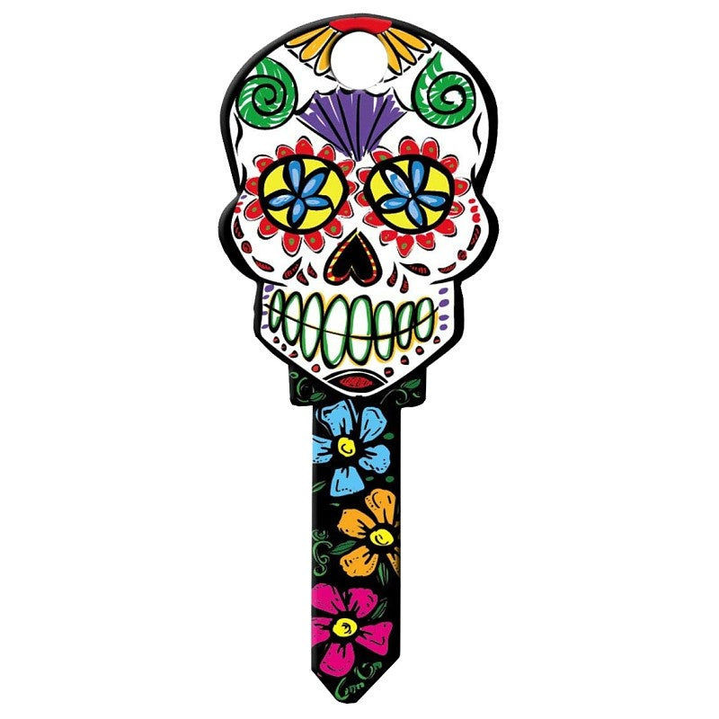 Lucky Line B136S Key Blank, Sugar Skull, Brass, Painted (Pack of 5)