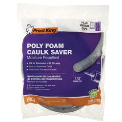Frost King C22CP Caulk Saver Tape, 1/2 in W, 250 ft L, Poly Foam, Gray