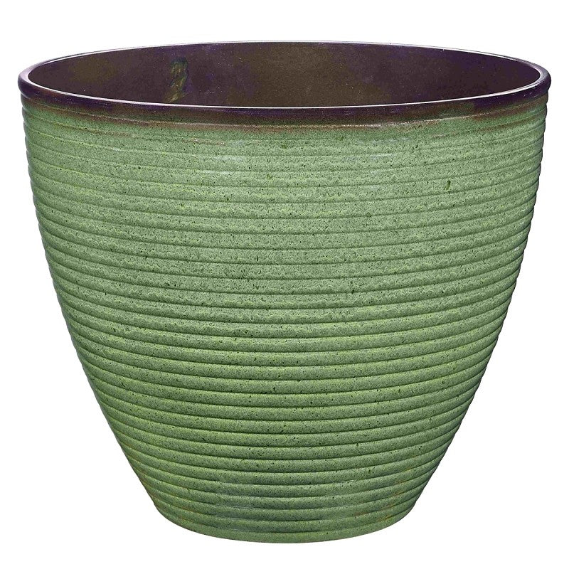 Landscapers Select PT-S006 Wave Planter, 15 in Dia, 12-1/2 in H, Round, Resin, Green, Green Wave (Pack of 6)