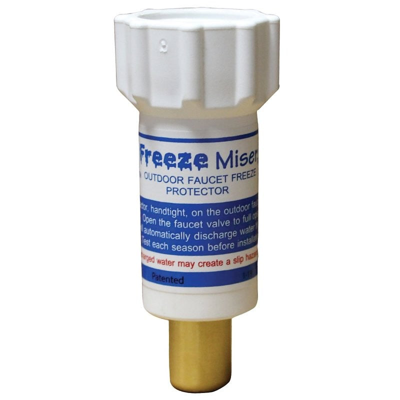 Freeze Miser 6000-01 Faucet Protector, Brass/Polypropylene/Stainless Steel, For: 3/4 in Pipe