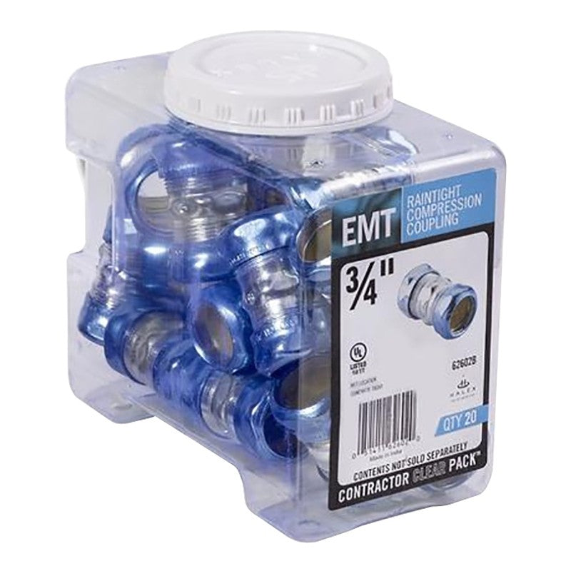 Halex 62602B Raintight Coupling, 3/4 in Compression, Steel, 20/PK