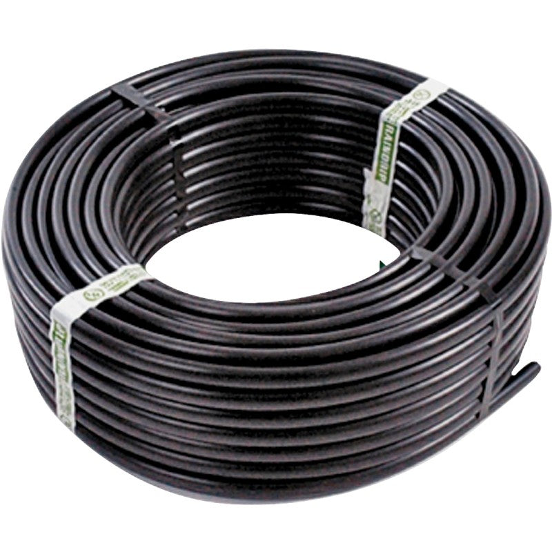 Raindrip 052010P Drip Watering Hose, 0.62 in ID, 100 ft L, Polyethylene, Black