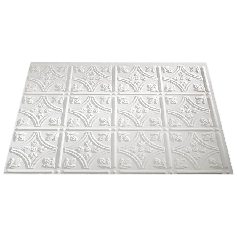 Fasade Traditional Series PB5001 Wall Tile, 18 in L Tile, 24 in W Tile, PVC, Matte White