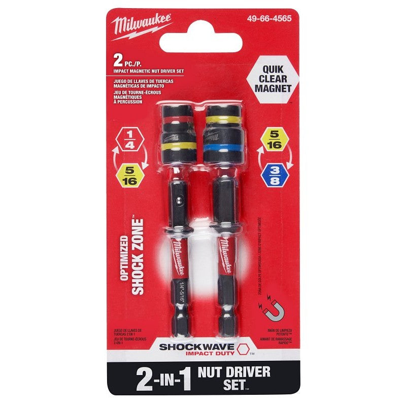 Milwaukee SHOCKWAVE Impact Duty 49-66-4565 2-in-1 Magnetic Nut Driver Set, Hex Drive, 2.513 in L
