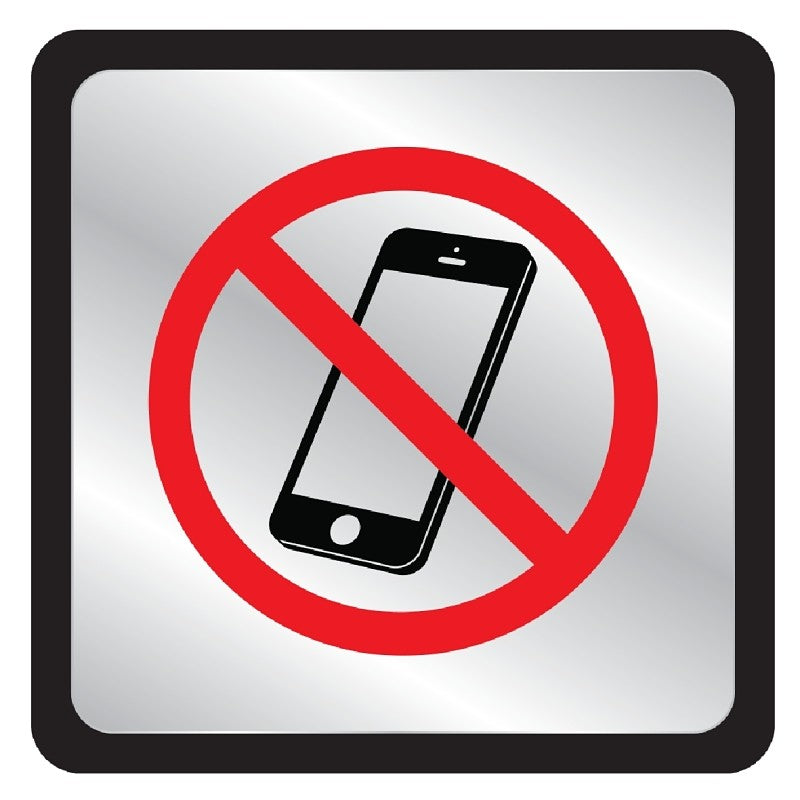 Hy-Ko 496 No Cell Phones Symbol Plaque, 4 in H x 4 in W Dimensions (Pack of 5)