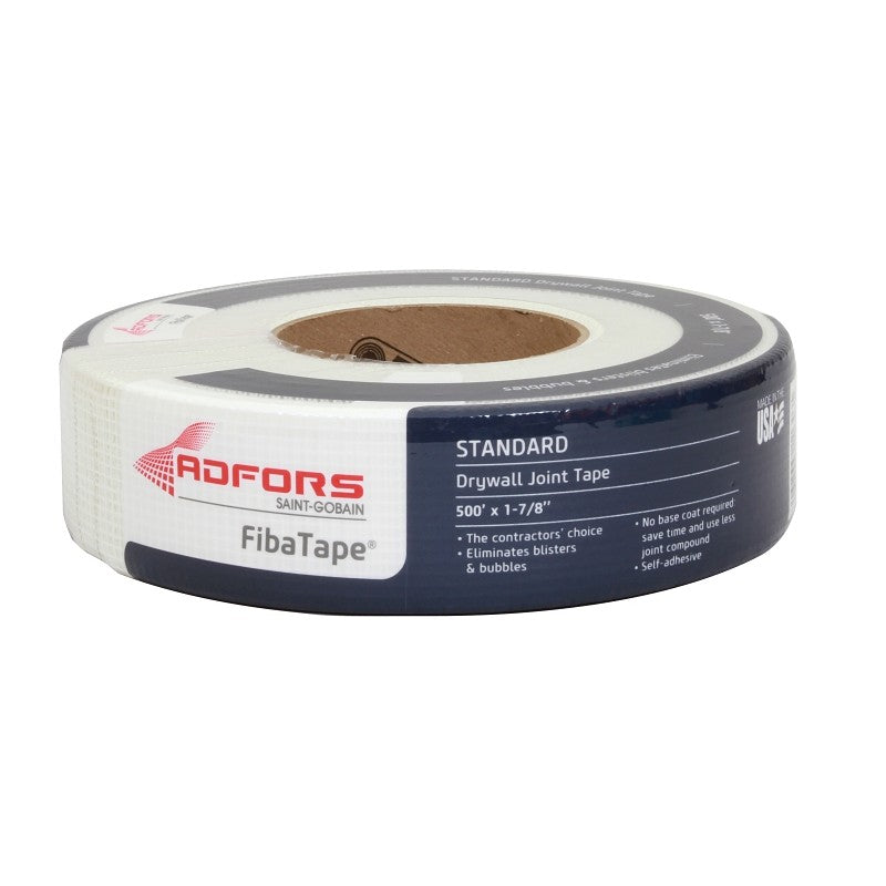 Adfors FibaTape FDW8662-U Standard Drywall Tape, 500 ft L, 1-7/8 in W, White