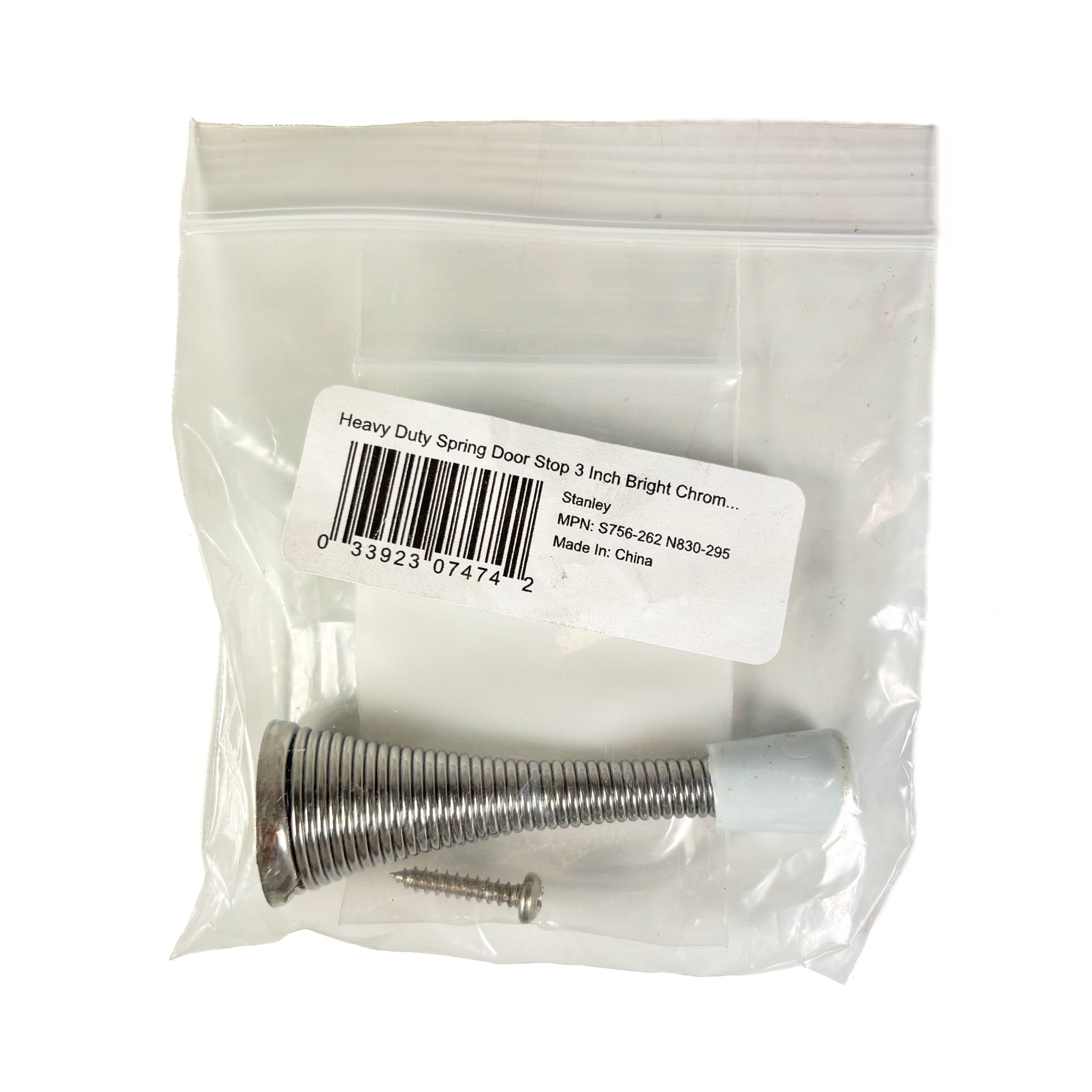 Heavy Duty Spring Door Stop 3 Inch Bright Chrome (POS)