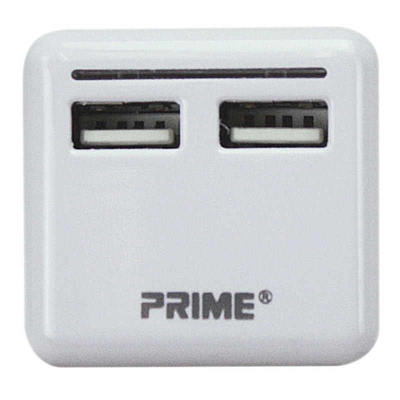 PowerZone ORUSB340 AC Compact USB Charger with Light, 3.4 A, 2-USB Port, White